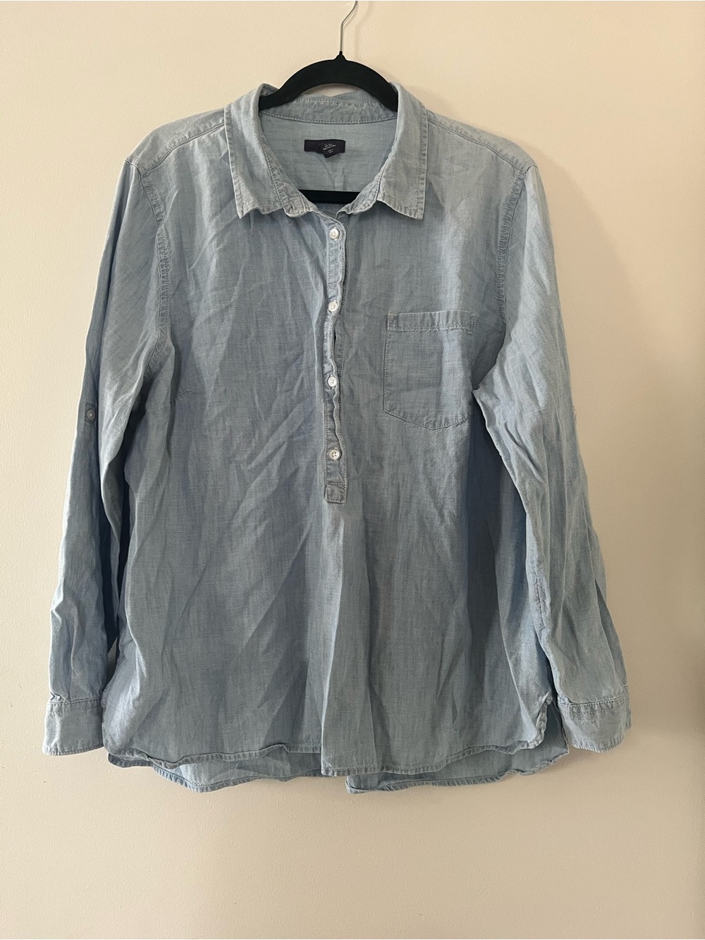 Gap 100% Cotton Chambray Denim Button Up Top XXL Light wash Western Cowgirl